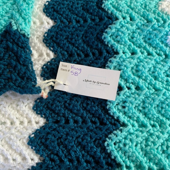 Chevron Crocheted King Size Blanket Hand Made - Picture 3 of 5